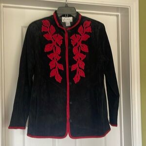 Vintage Linea Black & Red Leather Suede Jacket Size S